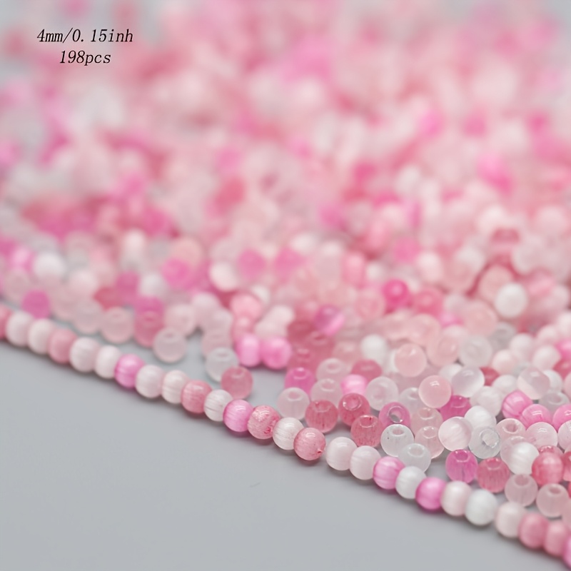 198pcs Mixed Color Glass Cat Eye Beads for Jewellery Making